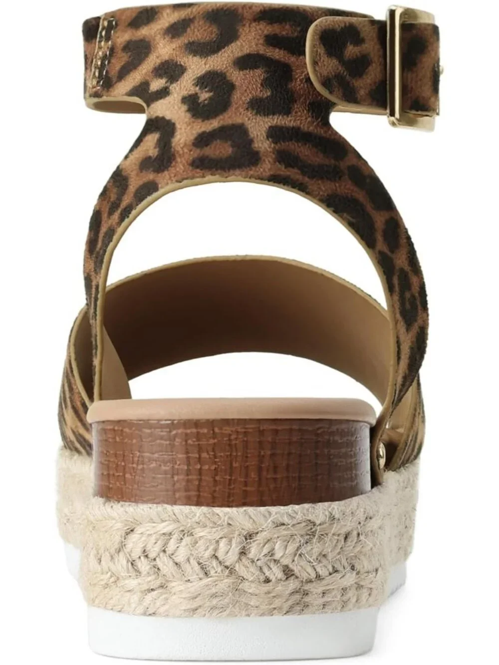 Women's Leopard Comfortable Platform Espadrilles Ankle Strap Wedge Sandal Shoes